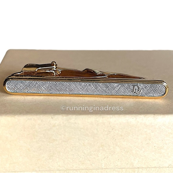 Vintage Christian Dior Logo Two-Tone Logo Tie Clip In Gold & Silver - Picture 1 of 14